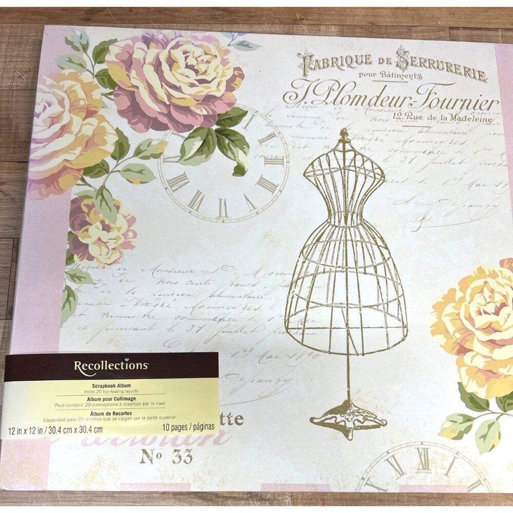 NIP Recollections 12 x 12 Scrapbook Floral Paris Theme